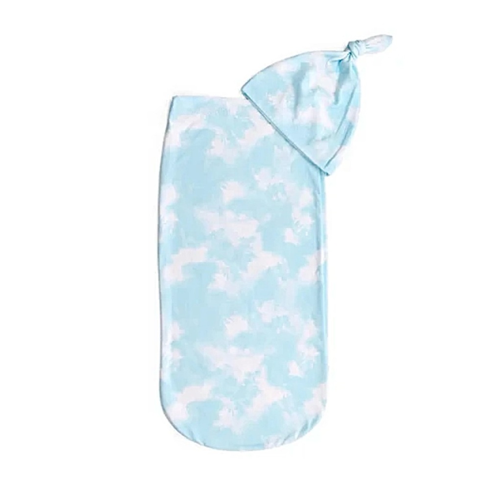 NEW Blue and White Baby Swaddle and Hat Set